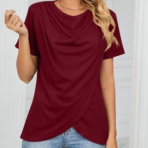 (L) NWT Wine Colored Wrap Blouse